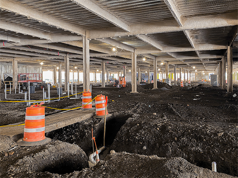 Spray fireproofing over underground excavation in Utica, New York