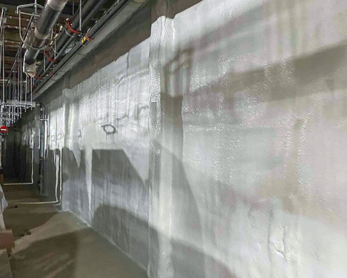 Open cell spray foam applied on external wall