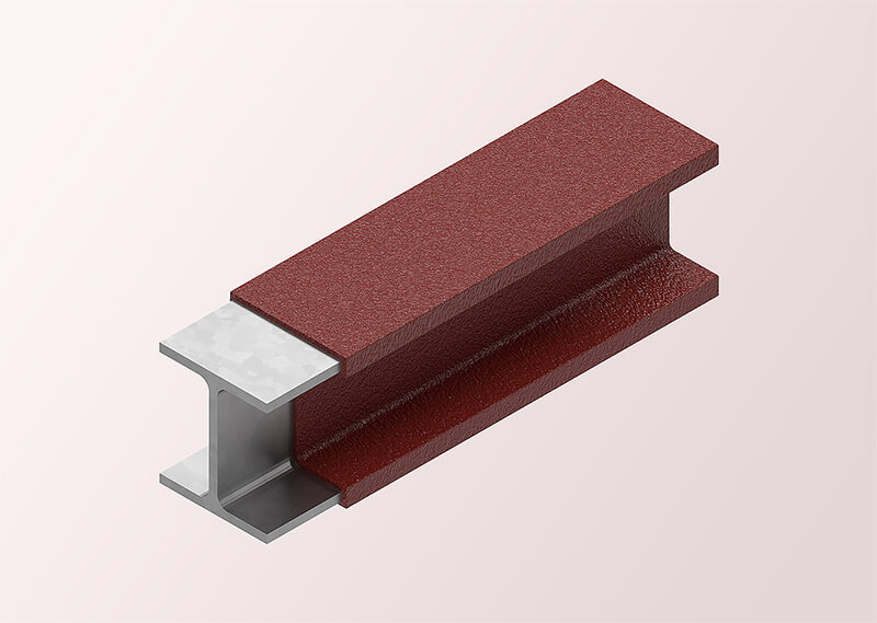 Intumescent paint in custom burgundy red colour