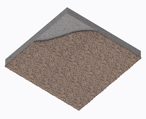 Render of cocoa SonaSpray "fc" acoustic insulation applied on ceiling