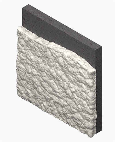 Render of closed cell spray foam insulation applied on wall