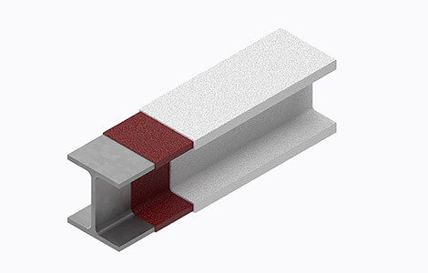 Render of spray applied fireproofing applied on steel